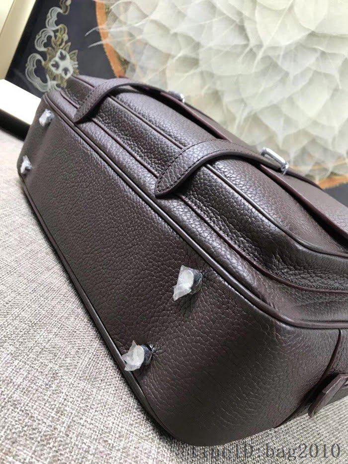 愛馬仕HERMES H家 郵差包 男女插袋款 超大容量 進口原廠皮 深咖啡 可手提斜挎 出差必備單品  tdher1358